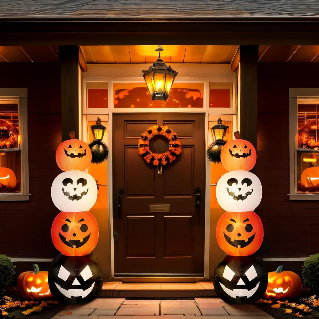 Fourluoo 2 Pcs 4.6 ft Halloween Inflatable Pumpkin Light up Yard Decor