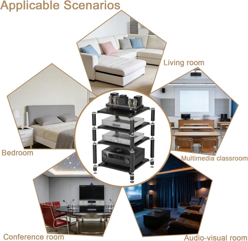 Heavy Duty AV Media Stand, AV Component Stand with Stainless Steel Bracket, S...