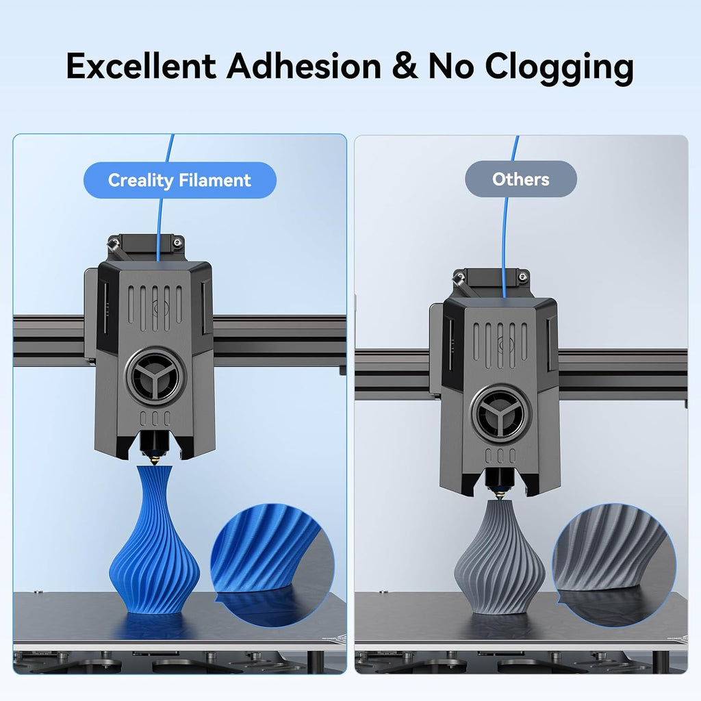 creality pla 3d printer filament, black & grey, close-up detail