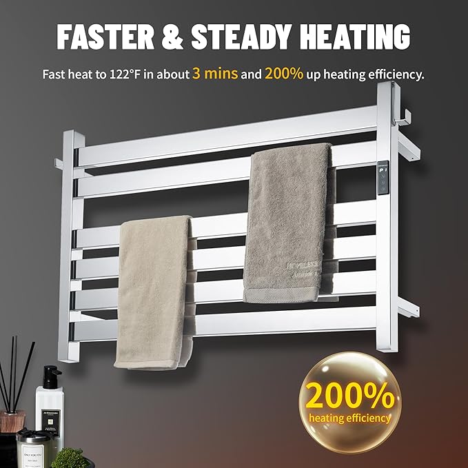 K&KALONZO Towel Warmer for Bathroom, Wall-Mounted 6-Bar Heated Towel Rack