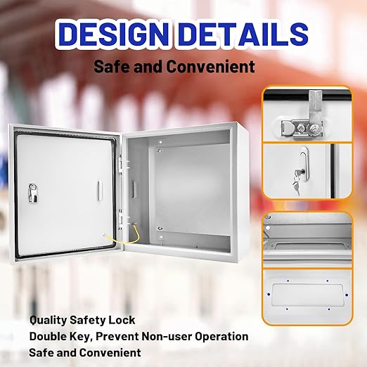 Outdoor Electrical Box 16 x 16 x 6''D NEMA 4X Enclosure Steel Box, Waterproof &