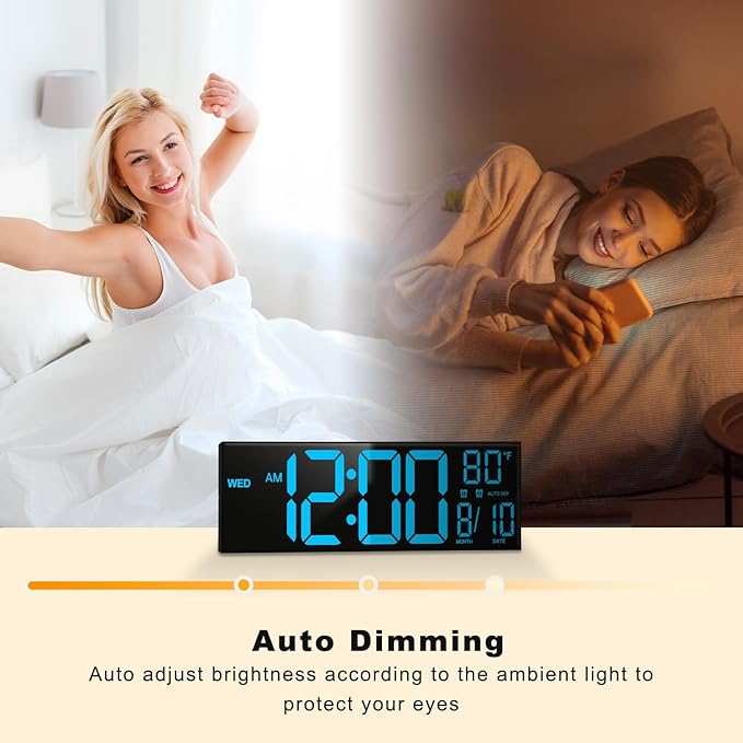 JALL 16" Large Digital Wall Mount Clock, Count Down Timer, Big LED, Temperature