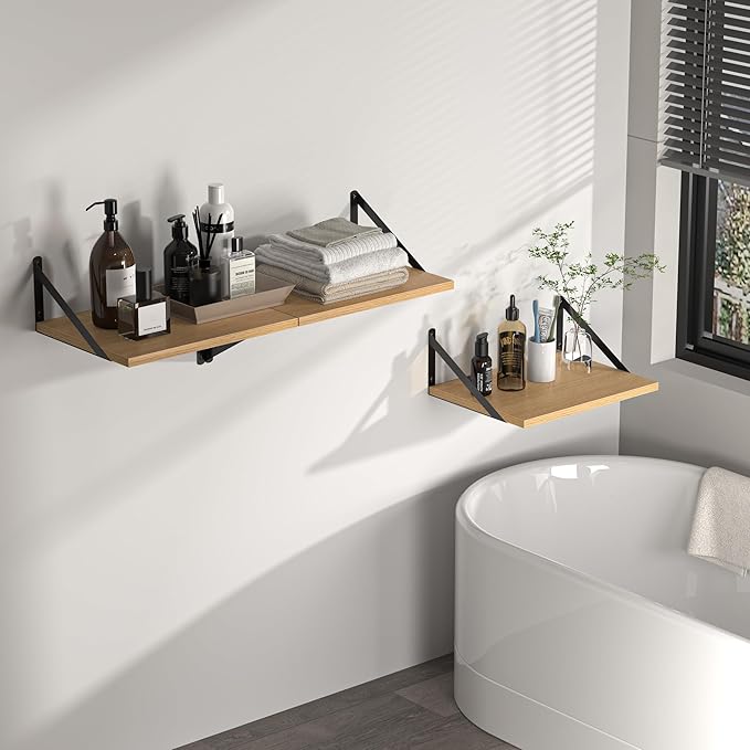 Heimlove 12 Inch Deep Floating Shelves (Set of 2)