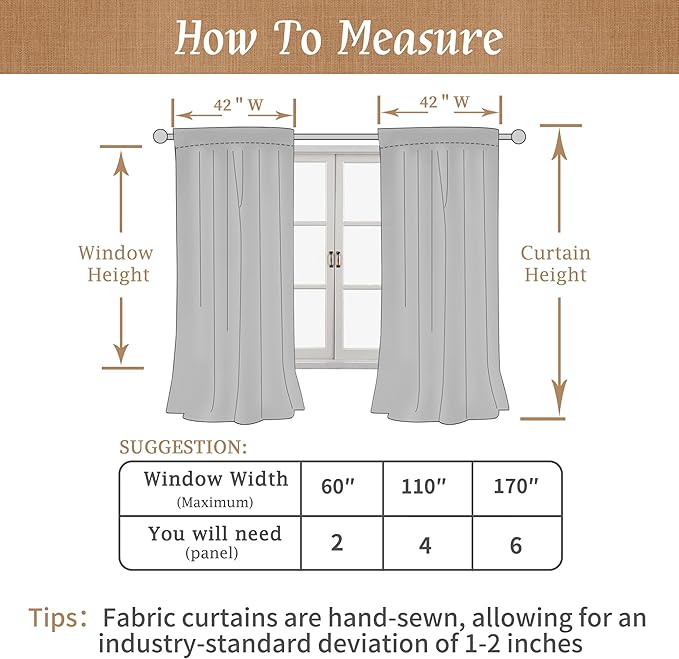 LAMIT 100% Blackout Linen Curtains