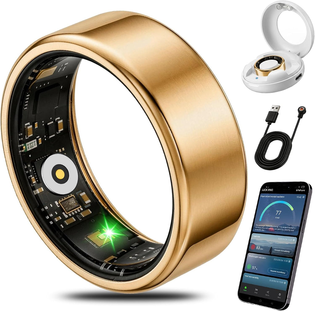 Smart Health Fitness Ring for Women & Men, Activity Tracker with Step Counter, Sleep Monitor & Stress Tracking, Waterproof, Compatible with Android & iOS, No Subscription Fee