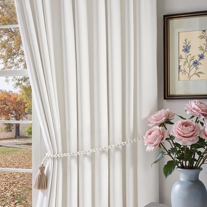 Lazzzy White Blackout Velvet Curtains