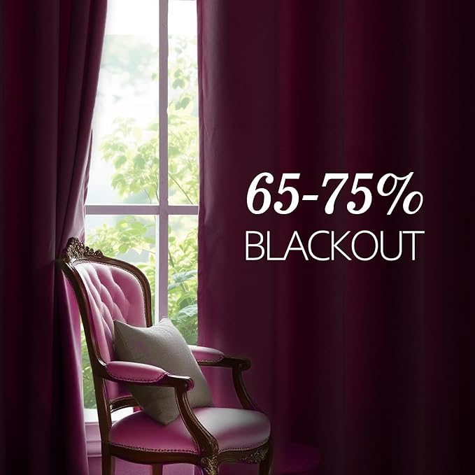 JIUZHEN Velvet Curtains 96 inches Blackout Curtains
