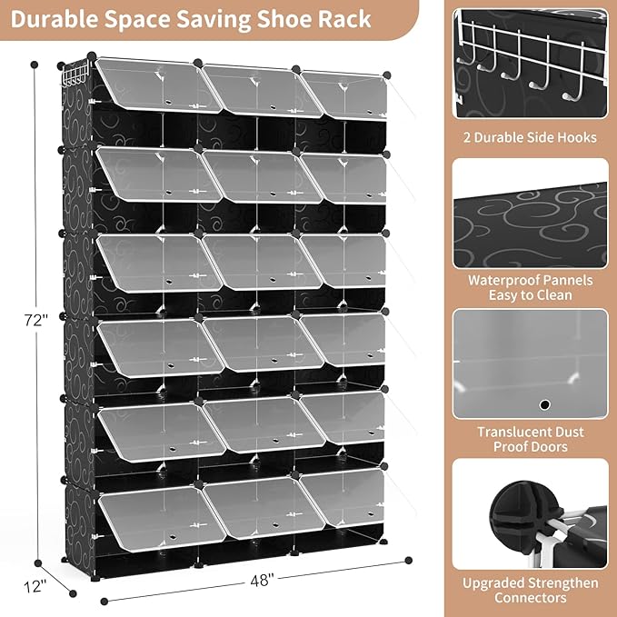 ROJASOP Portable Shoe Rack Organizer, 72 Pairs Covered Shoe Rack Shoe Organizer