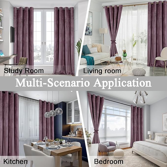 JIUZHEN Velvet Curtains 96 inches