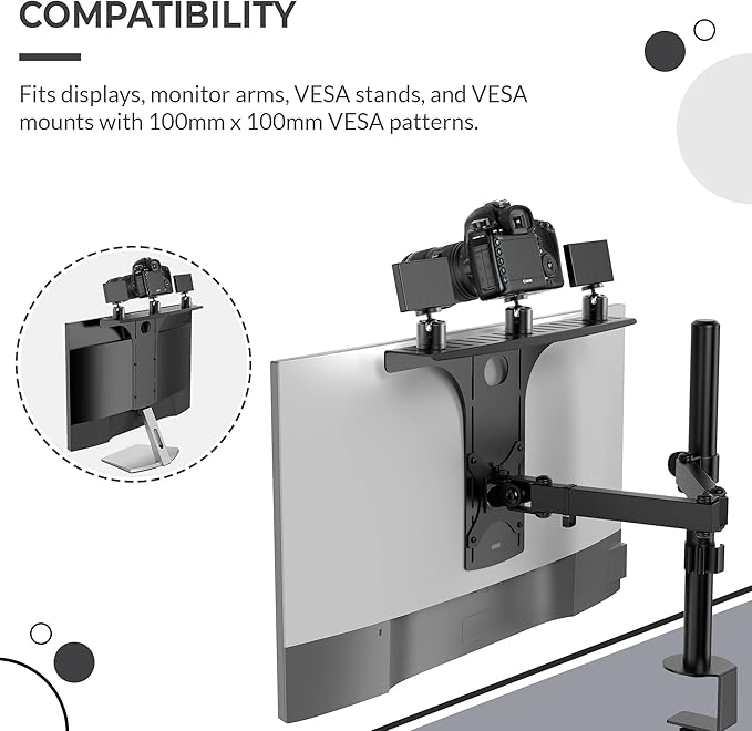 HumanCentric DSLR Monitor Mount Large, Desk Camera Mounting, Light Webcam