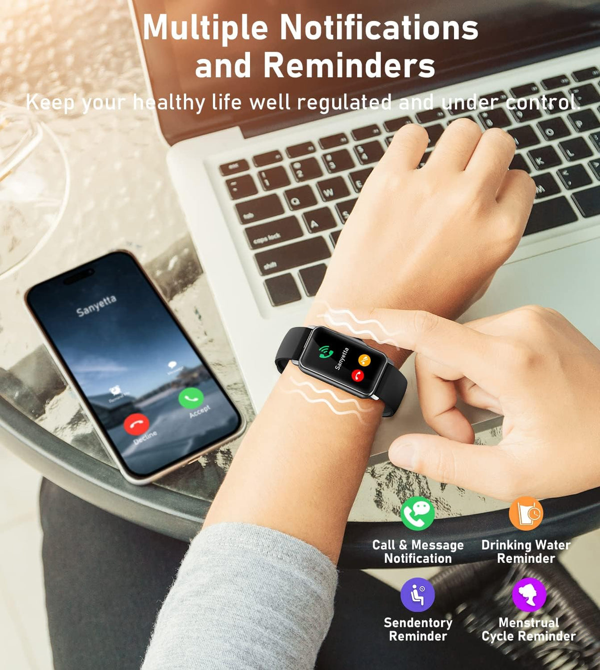 Fitness Tracker with Heart Rate Blood Oxygen Blood Pressure Sleep Monitor Step Calorie Counter Pedometer IP68 Waterproof