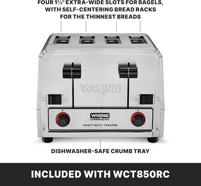 Waring Commercial WCT850RC 4-Slice Heavy Duty Commercial Pop-Up Bread/Bagel