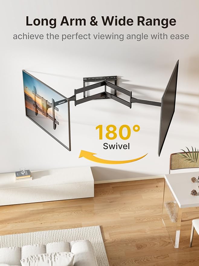 monTEK Long Arm TV Wall Mount for Most 43-80 Inch TVs, 42 Inch Long Extension
