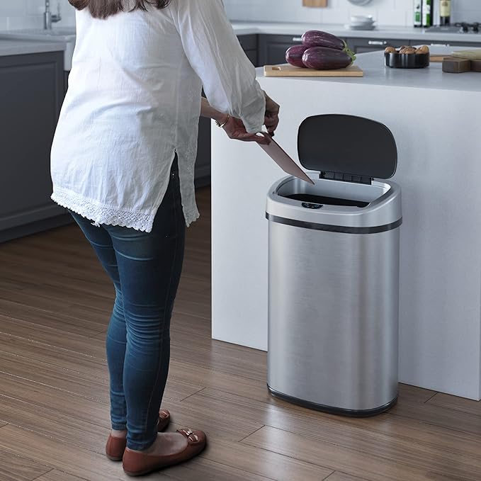 iTouchless 13 Gallon Oval Sensor Trash Can
