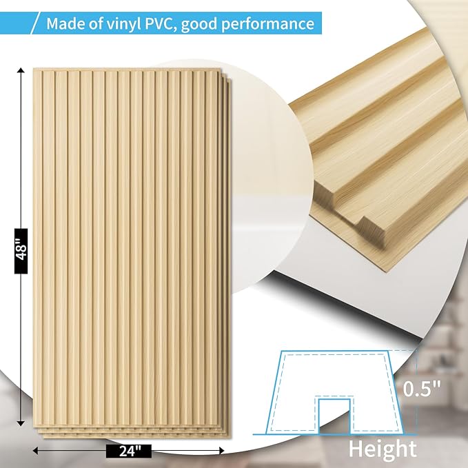 Art3d 12-Pack Slat Design 3D Wall Panels