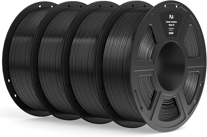 ELEGOO PLA Filament 1.75mm Black 4KG, 3D Printer Filament Dimensional Accuracy