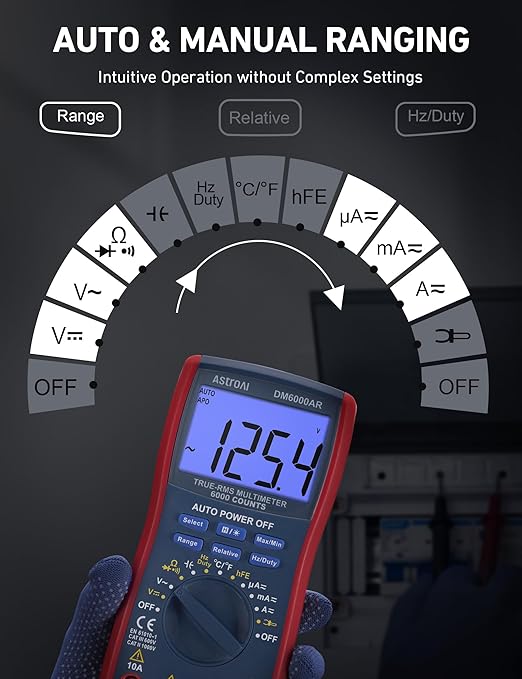 AstroAI Digital Multimeter and Analyzer TRMS 6000 Counts Volt Meter Ohmmeter