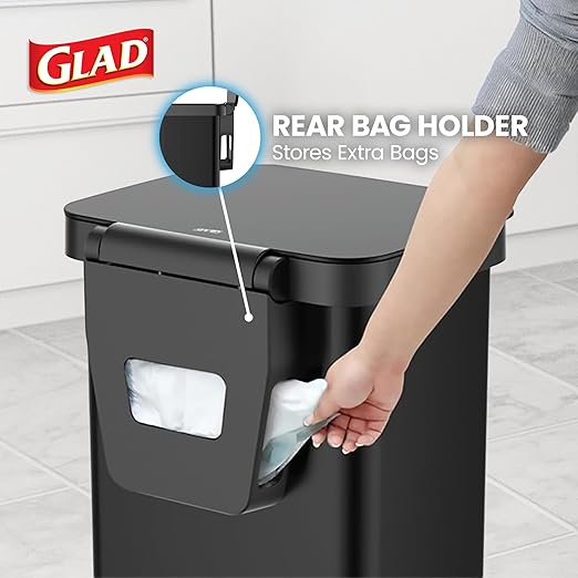 Glad Stainless Steel Step Trash Can, Series 2