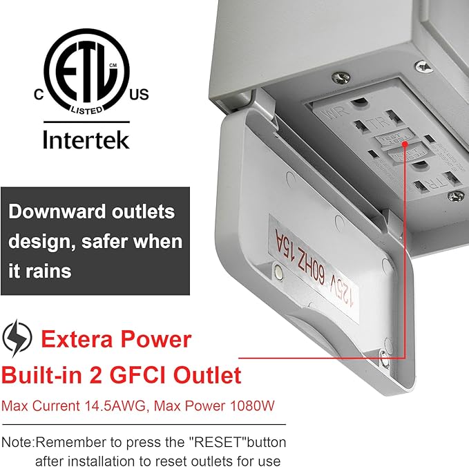 Myhaptim Porch Lights with GFCI Outlet, Dusk to Dawn Motion Sensor Outdoor