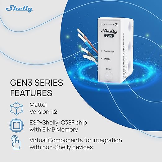 Shelly 3EM-63W Gen3 | Wi-Fi Operated Smart 3-Phase Energy Meter | Home