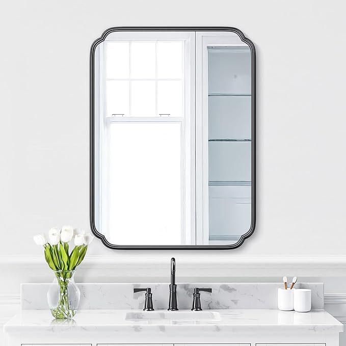 28"x36" Black Bathroom Mirror