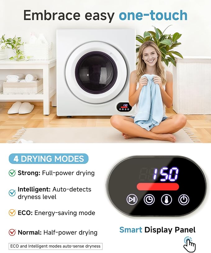 3.5 Cu.Ft Portable Clothes Dryer - 1500W Clothes Dryer