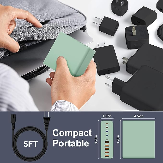 420W USB C Charger Block, 10-Port Charging Station GaN Fast Charging Type C &