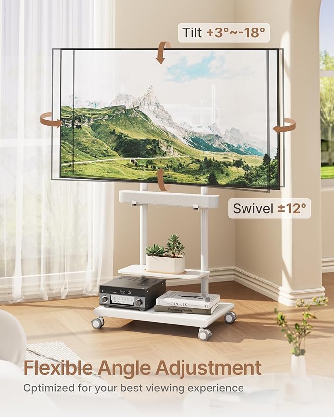 ECOTINY Steel Base Rolling TV Stand
