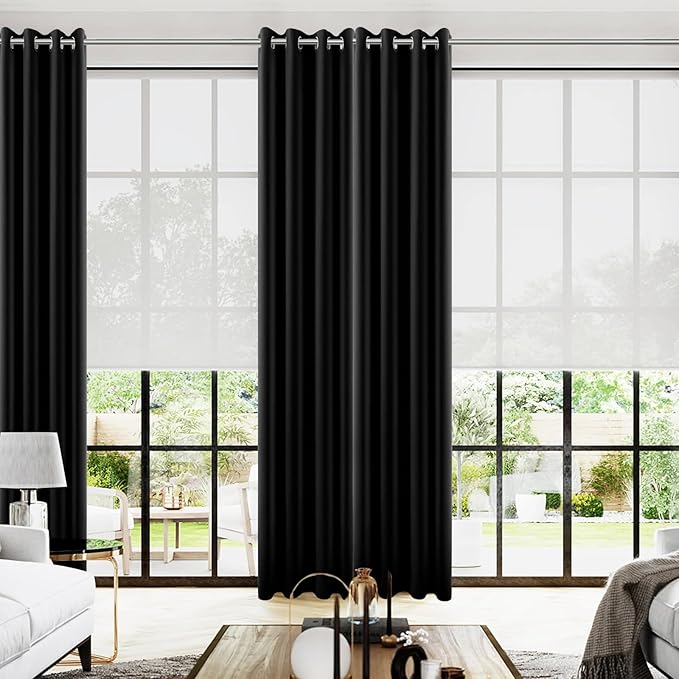 KOUFALL Extra Long Blackout Curtains 105 Inch, Gothic Curtains by Size 104