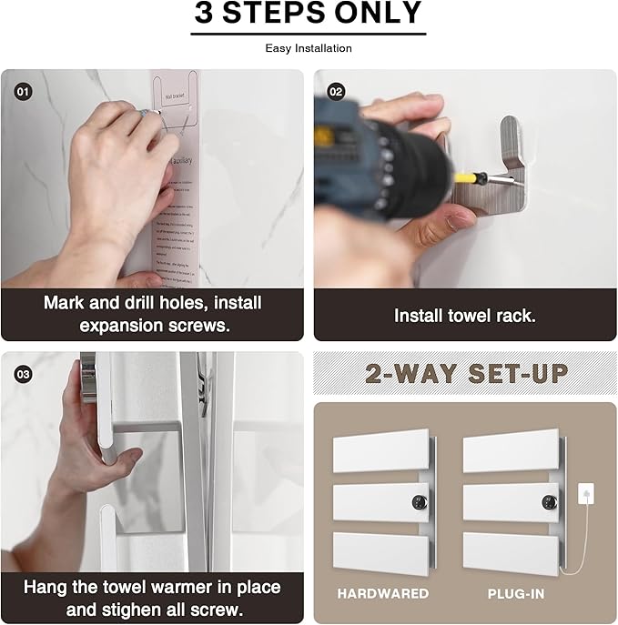 K&KALONZO Electric Towel Warmer, 18.35" W x 22.8" H Wall-Mounted Towel Heater