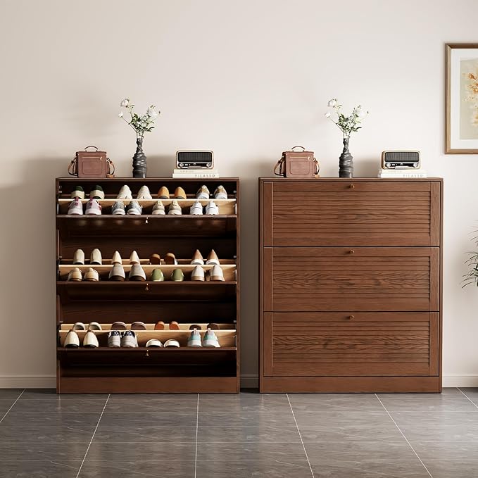 KungFuWood Soild Wood Shoe Storage Cabinet