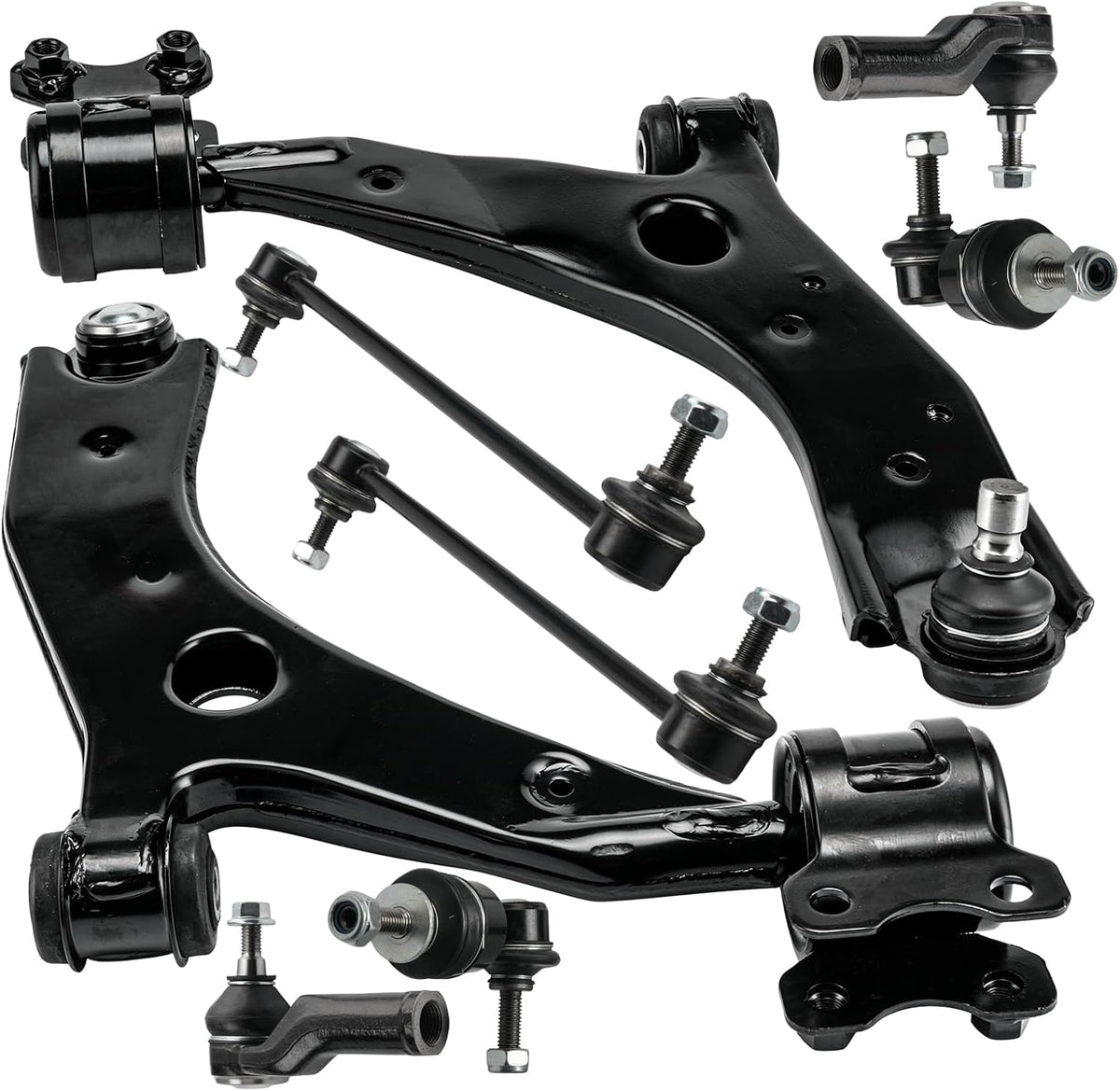 PHILTOP 8Pcs Front Lower Control Arm w/Ball Joint Sway Bar End Link Tie Rod End Fit for Mazda 3/3 Sport 2004-2009 Mazda 5 2006-2017, K620041 K620040 Suspension Kit