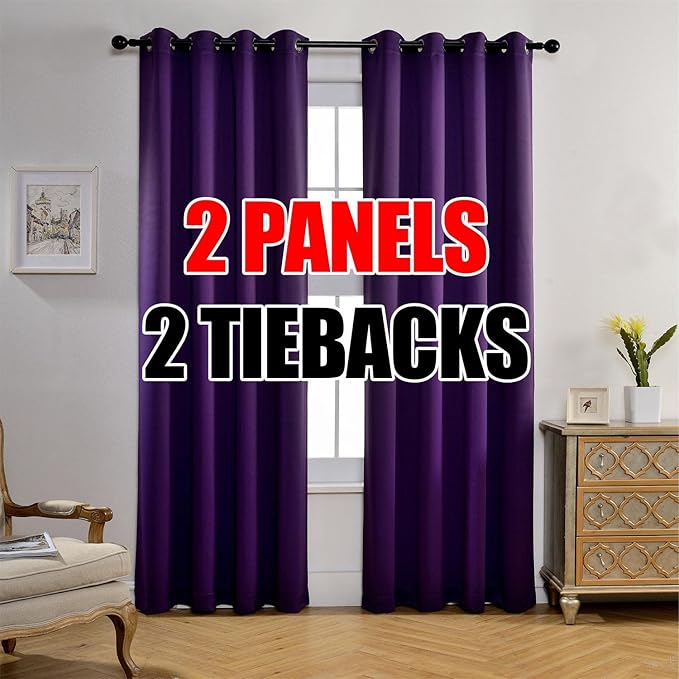 MIUCO 2 Panels Room Darkening Thermal Insulated Grommet Window Blackout Curtains