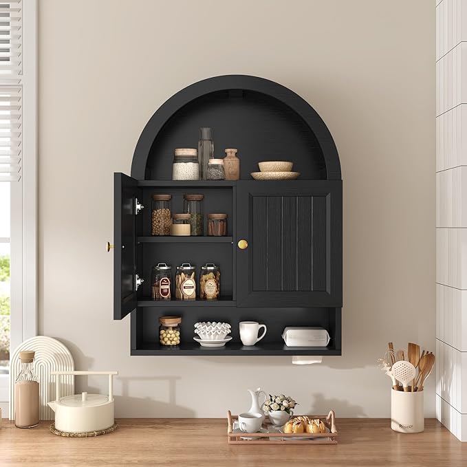 Arched Bathroom Wall Cabinet, 27.4 x 36.4'' Over The Toilet Cabinet