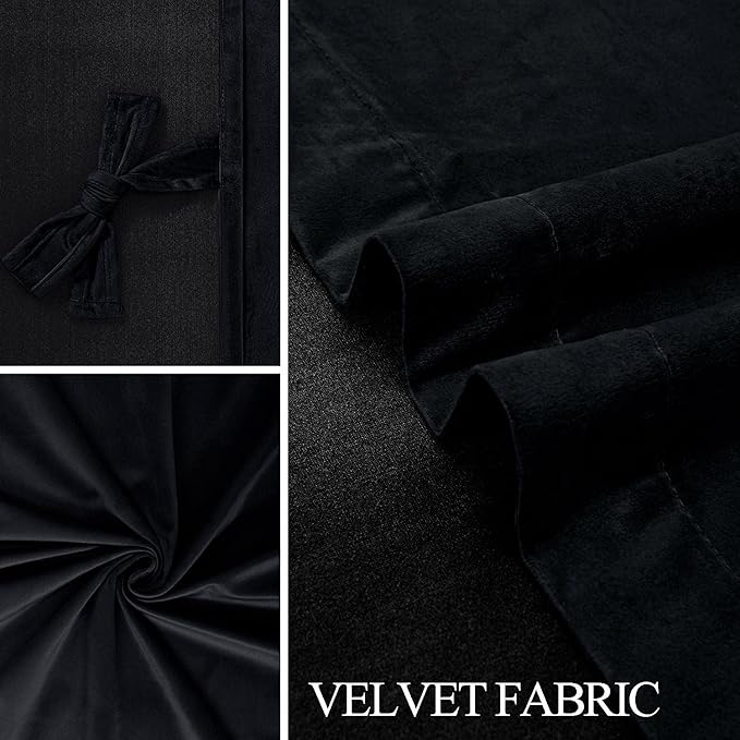 JIUZHEN Blcak Velvet Curtains for Living Room