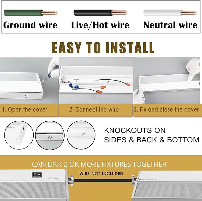 Ansen 2Packs of Under Cabinet Lighting Hardwired, 24in 18W 1237LM Dimmable Led
