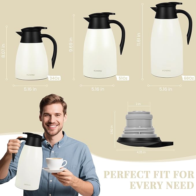 68 Oz Thermal Coffee Carafe, Stainless Steel Insulated Vacuum coffee crafts to