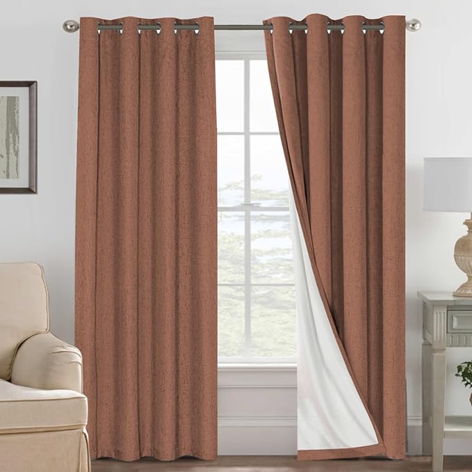 H.VERSAILTEX Bedroom Curtains Blackout Linen Blackout Curtains 84 Inches Long