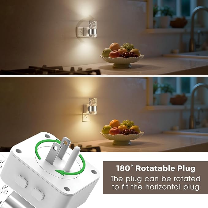 L LOHAS LED Night Lights Plug into Wall 2 Pack, Dimmable Night Light