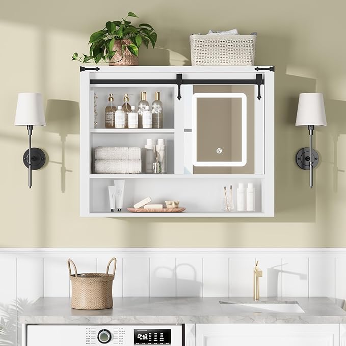 QUW 31" Farmhouse Bathroom Wall Cabinet, Bathroom Medicine Cabinets