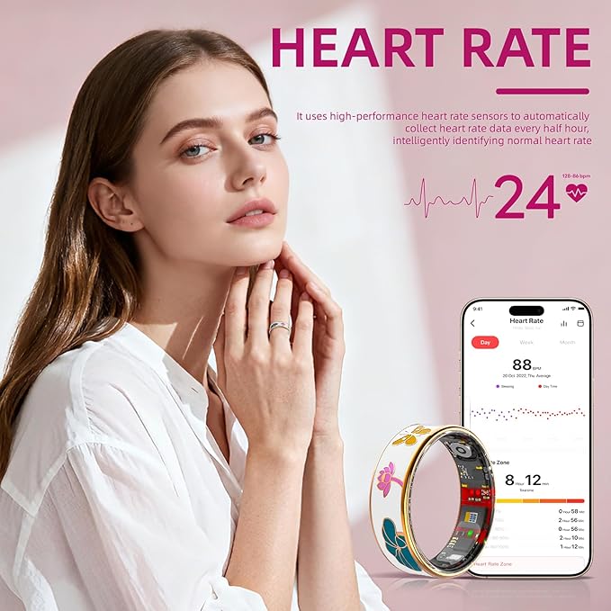 Smart Ring Health Tracker, Men & Women, Featuring a Heart Rate Monitor