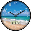 Modern Wall Clocks with Calendar and Date Ocean Wave Sea Beach Digital Clock