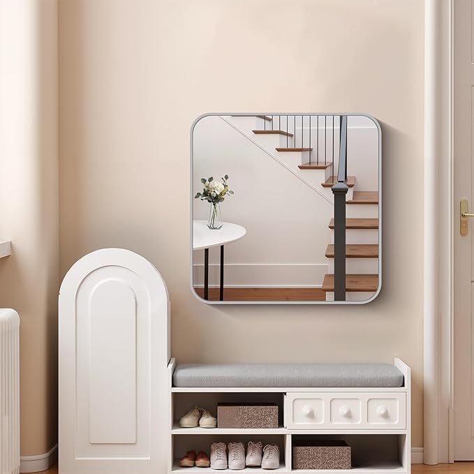 FORBATH 30x30 Inch Silver Bathroom Mirror