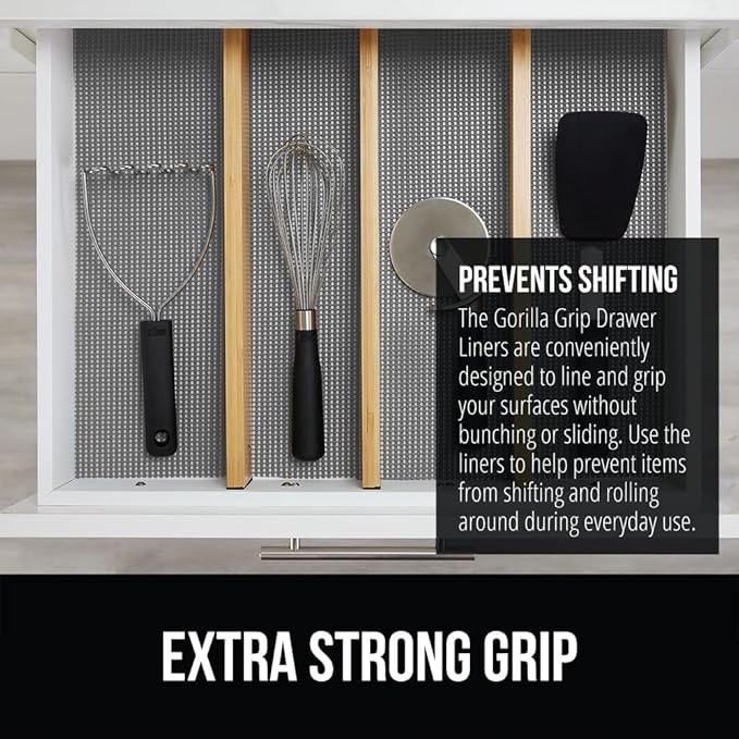 GORILLA GRIP powerGRIP Drawer Shelf and Cabinet Liner, Thick Strong Hold