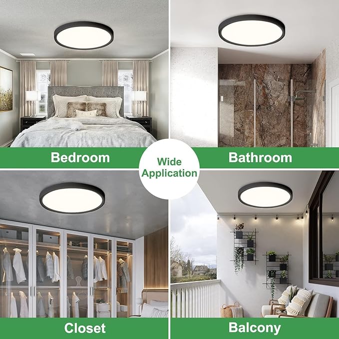 15.8 Inch Dimmable LED Flush Mount Ceiling Light, 3000K/3700K/4000K/5000K/6000K (4PK)