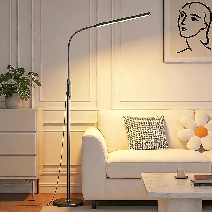 dujunlinghang Bright LED Eye-Protecting Reading Floor Lamps Touch and Remote
