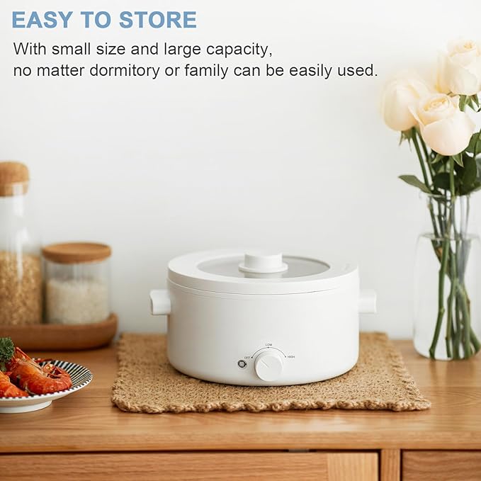 Hot Pot Electric, 2L Ceramic Glaze Non-Stick Pan, Portable Hot Pot