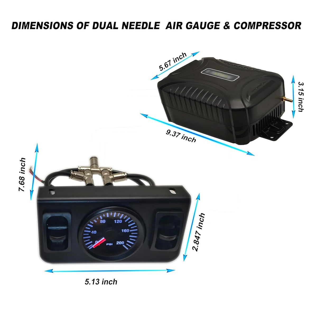 nysus in cab dual air gauge control kit, package contents