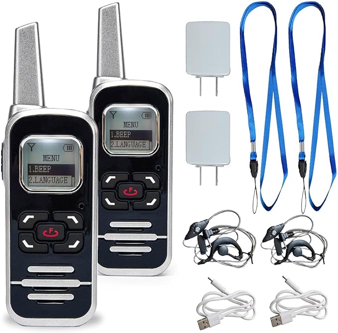ELIDAIP M6P Mini Walkie Talkies, 1100mAh Battery Rechargeable, 128 Channels (2 Pack)