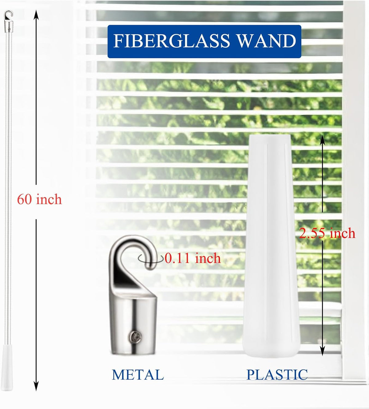 juyo vonsan blinds wand fiberglass vertical blinds replacement, close-up detail